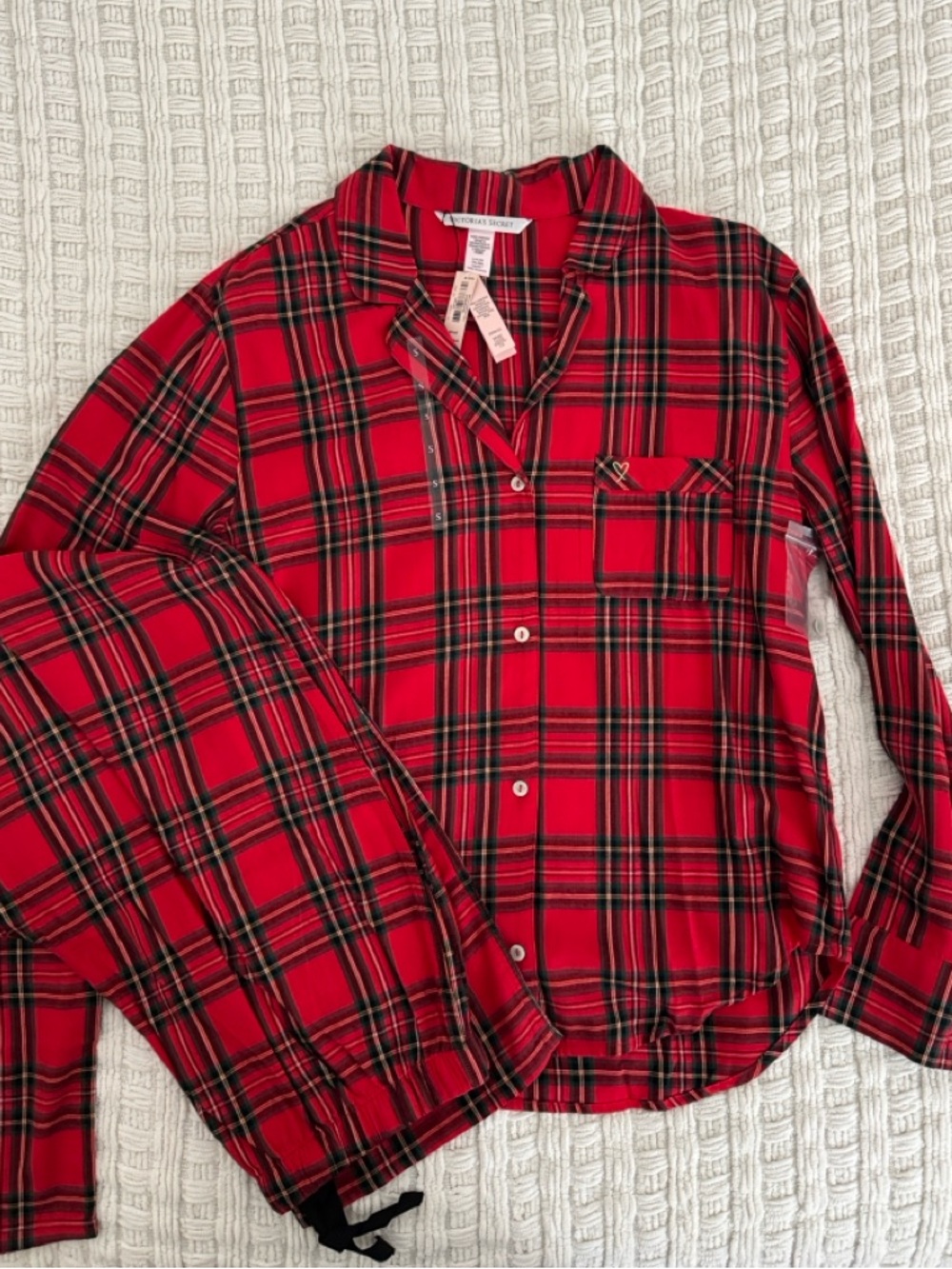 Victoria's Secret Red and Green Plaid Pajama Top